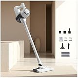 MeLtor Saugwischer Akku 18KPA-120W-35Min, Staubsauger Kabellos Tierhaare Selbsttragender Funktion Vacuum Cleaner Cordless für Hartböden/Teppich/Tierhaare/Auto/Bett,White