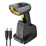 Inateck 2D Barcode Scanner Bluetooth, Wireless QR Code Scanner mit Intelligenter Ladestation, 2D Imager mit 2000 mAh Akku, 1 Ladung 30 Tagen Dauer, Bildschirm Scannen Unterstützt, Bcst-52