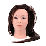 Homoyoyo Frisierkopf Übungskopf mit Langem Geflochtenem Kunsthaar Natürlicher Farbton Professionelles Haarstyling Modell für Friseurausbildung und Haarflechten Training