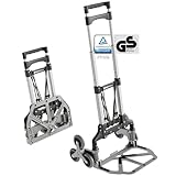 ATHLON TOOLS Aluminium Treppensteiger-Sackkarre klappbar - extra langer Griff 110 cm - Ladefläche mit Anti-Rutsch-Pads - Modell 2024