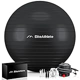 EliteAthlete Gymnastikball Sitzball Büro ergonomisch mit Anti Burst System - Fitness Pilates Schwangerschaft - Schwangerschaftsball Fitnessball Yogaball - Yoga Ball 75 cm inkl. Luftpumpe