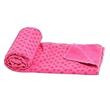 Abaodam Verdickte Anti-Rutsch-Yoga-Decke tragbar Griff Ausbildung Matte faltbar Punkte Rosa Gymnastik handtücher Decke für Pilates-Decke Fitnessmatte keine Yogamatte Rosy