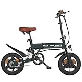 ESKUTE E Bike Herren F200, 14 Zoll Klapprad Elektrofahrrad, 36V 7.8Ah Akku Lange Reichweite bis 35-50KM, Mini Faltbike mit Handyhalterung & USB-Ladeanschluss, E-Mountainbike, Dunkelgrün