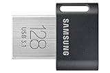 Samsung FIT Plus USB-Stick Typ-A, 128 GB, 400 MB/s Lesen, 60 MB/s Schreiben, kompakter USB 3.1 Flash Drive mit Schlüsselring, Gray, MUF-128AB/APC