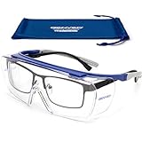 GENYED® Schutzbrille für Brillenträger, CE EN166 zertifiziert, Sicherheits-Überbrille, kratzfest, beschlagfrei, UV400-Gläser, verstellbare Bügel, Wrap-around, Sicherheitsbrille
