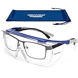 GENYED Schutzbrille für Brillenträger, CE EN166 zertifiziert, Sicherheits-Überbrille, kratzfest, beschlagfrei, UV400-Gläser, verstellbare Bügel, Wrap-around, Sicherheitsbrille