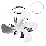 Fafeicy Wärmebetriebener Ofenventilator mit 6 Flügeln, Magnetischer Kaminventilator Zur Wandmontage für Holzscheitbrenner, Aluminiumlegierung, 1000 G, kein Strom Erforderlich (SILVER)