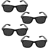 Teokantz 4 Stück Schwarze Rasterbrille Pinhole Glasses, Lochbrille für Augentraining zur Entspannung Gitterbrille mit Faltbaren