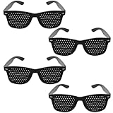 4 Stück Schwarze Rasterbrille Pinhole Glasses, Lochbrille für Augentraining zur Entspannung Gitterbrille mit Faltbaren