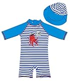 amiyan Kinder Jungen Badeanzug Bademode Einteiler UPF 50+ UV Schützend Schwimmanzug mit Sonnenhut, 74-80 (Etikette 2)