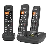 Gigaset C575A Trio - 3 Schnurlose DECT-Telefone mit Anrufbeantworter - großes Farbdisplay mit aktueller Benutzeroberfläche - Adressbuch für 200 Kontakte - Jumbo-Modus - Anrufschutz, schwarz