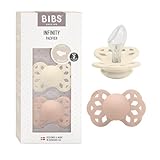 BIBS Infinity Anatomischer Schnuller Zweierpackung, bisphenol-A frei, anatomischer Silikonsauger, Kiefergerechte Form. Silikon, 6-18 Monate (2er Pack), Ivory/Blush