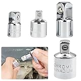 Adapter Satz, 4 Stück Adapter Satz Stecknussadapter Set, Stecknuss Adapter für Ratschen, 1/2' auf 3/8', 3/8' auf 1/2', 3/8' auf 1/4', 1/4'auf 3/8'Zoll Schlagschrauber-Adapter, Für Knarren, Muttern