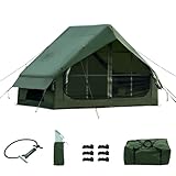Aufblasbares Campingzelt mit Handpumpe Einfacher Aufbau Wasserdicht Winddichtes Outdoor Aufblasbares Zelt 2-4 Personen Oxford Glamping Luftzelt Hüttenhaus (Grün, 3-4 Person (6 sqm))