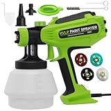 Farbsprühsysteme 700W HVLP, Lackierpistole mit 4 Düsen & 3 Sprühmuster, Elektrische Sprühpistole Blas- & Reinigungsfunktion, 1200ml, für Möbel, Wand, Türen, Zaun, DIY