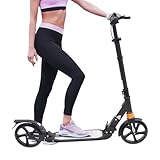 Scooter Erwachsene, Roller Kinder mit Kotflügel, City-Roller Scooter Klappbar und Höhenverstellbar, Roller Kickscooter für Erwachsene und Kinder, Tragbar Scooter Bis 100KG (Schwarz)