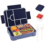 QCQHDU Bento Lunch Box, 1330ML Leakproof Bento Box für Kinder Erwachsene, Lebensmittel-Container mit 7 Fächern und Besteck-Set, Snack-Box für Kinder Schule Büro Mikrowelle spülmaschinenfest