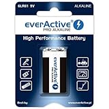 everActive 9V Batterien 1 Stück, Pro Alkaline, Block 6LR61 6F22, höchster Leistung, 5 Jahre Haltbarkeit, 1 Blisterkarte