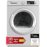 Telefunken Wärmepumpentrockner für 7 kg Wäsche, Trockner Frontlader, Wäschetrockner mit Knitterschutz und Startzeitvorwahl, Energiesparend - A+, leise 64 dB, 15 Programme, Trommelbeleuchtung, TWP7EW