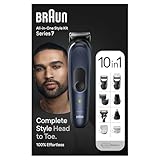 Braun All-In-One Bartpflege Bodygroomer Set, 10-in-1 Barttrimmer / Bartschneider, Trimmer/Haarschneider Herren, Haarschneidemaschine, wasserdicht, 100 Min. kabellose Laufzeit, MGK7421