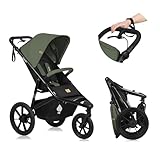 LIONELO AZURA Jogging-Kinderwagen von 6 Monaten bis 22 kg Dreirad-Jogging-Kinderwagen Verstellbare Rückenlehne in eine Liegeposition Große Lufträder Vollständige Stoßdämpfung XXL-Verdeck