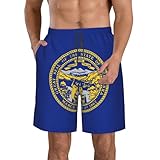 CPAQasg Bequeme Shorts mit Nebraska-Flagge, praktische Badehose, Sommerurlaub, Strandtage, Freizeitausflüge, weiß, M