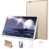 FACETEL Tablet 10 Zoll Android Tablet mit Octa-Core Prozessor Ultraschnelles Tablet PC mit RAM + ROM TF | 8000mAh | FHD IPS | 5MP+8MP | WiFi, Tablet mit Case - Gold