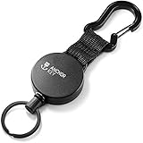 FABACH Schlüsselrolle Schlüsselanhänger ausziehbar - Jojo Schlüsselband mit 65cm Aramidseil - Einziehbarer Kartenhalter Ausweis Clip - Schlüssel Zipper und Ski Karten Halter für Hose und Gürtel