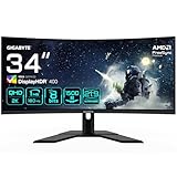 Gigabyte G34WQCP 34' WQHD Curved Gaming Monitor - 3440 x 1440, VA, 180Hz, 1ms, 1500R, 350 cd/m², FreeSync Premium, DisplayHDR 400, HDMI 2.0, DisplayPort 1.4