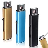 3 Stück Sturmfeuerzeug, Elektronisches Feuerzeug USB Lichtbogen doppelseitige Stabfeuerzeug Zündung USB Wiederaufladbar für Küche, Grill, Camping
