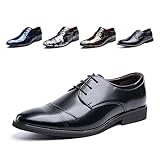 Anzugschuhe Herren Oxford Derby Schuhe Brogues Lederschuhe Hochzeitsschuhe Schnürhalbschuhe Klassischer Business Schnürschuh Schwarz 2 Größe 44