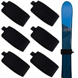 Verstellbare Skibinder, 6 Stück Skigurte, Skigurtverschlüsse, verstellbare Skiwickel, Eva-Skiverschluss, Skibänder mit Schutzpolstern zum Tragen von Ski und Stöcken (schwarz)