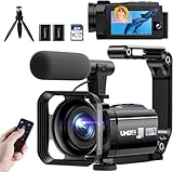 Videokamera 5K 56MP Camcorder Doppelobjektiv WiFi 16X Digitalzoom 3' Touchscreen Vlogging Kamera für YouTube IR Nachtsicht Camera mit 2 Batterien,64GB Karte,Mikrofon,Gegenlichtblende,Fernbedienung