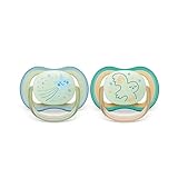 Philips Avent Schnuller Ultra Air - 2x Leichte, luftdurchlässige, im Dunkeln leuchtende Schnuller für 0-6 Monate ohne Bisphenol A, inkl. Sterilisatoretui (Modell SCF376/18)