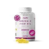 HSN Omega 3 3000mg Fischöl 540mg EPA 360mg DHA pro Tagesdosis | 240 Kapseln | Mit Vitamin E | Frei von Schadstoffen und Oxidation | Geruchs- und Geschmacksneutral | Nicht-GVO, Ohne Gluten und Laktose