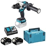 Makita DHP486RTJ Akku-Schlagbohrschrauber 18V / 5,0 Ah, 2 Akkus + Ladegerät im MAKPAC Petrol