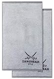 Sansibar Gästetuch Doubleface Handtuch Seiftuch Zweifarbig 100% Baumwolle 50x30 cm Silber/Anthrazit 2er Set