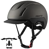 Favoto Fahrradhelm Urban mit Schirm Leicht - Double Inmould Technologie City Scooter Helm Erwachsene für Damen Herren L(57-61cm) Verstellbar Titanfarbe