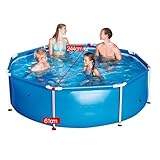 Easnuroz Stahl-Schwimmbad Rundes Rahmenschwimmbad Rahmenplanschbecken Für Schüler Kleinkinder Erwachsene Für Hunde, Haustiere, Schüler Und Erwachsene(244 * 62cm)