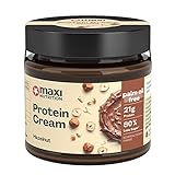 MaxiNutrition Protein Cream Haselnuss-Nougat 200g im Glas, Schokoladenaufstrich mit 21% Protein- und 24% Haselnussanteil, mit nur 7,7 Gramm Zucker (80% weniger als herkömmliche Streichcremes)