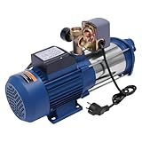 Hauswasserwerk Pumpe Wasserrutsche Garten Wasserpumpe Regenfasspumpe Tiefbrunnenpumpe Teichpumpe Rasensprenger 1800W Edelstahl-Motor 2,6PS, 4m³/h, für Haushalt, Landwirtschaft, Gärten