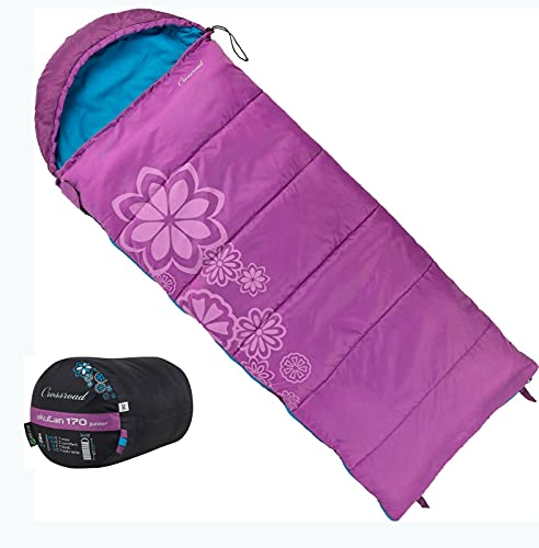 Crossroad Flowers Kinder Schlafsack 170cm - Deckenschlafsack Junior - wasserabweisend - rosa - Mädchenschlafsack für Camping - Sommerschlafsack
