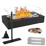 Tischkamin [4h Brenndauer], Tischfeuer für Indoor & Outdoor, Ethanol Tischkamin mit Einstellbare Flamme mit Sicherheitsglas,Geeignet für Abendessen,Party,Balkon-schaffen Sie eine angenehme Atmosphäre