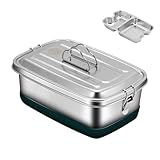 Piceioep Lunchbox aus Edelstahl mit Fächern, auslaufsicher, doppellagig, für Sandwiches und Salate
