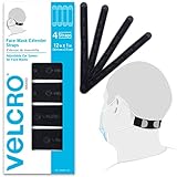 Velcro® Marke | Gesichtsmasken-Verlängerungsriemen | bequem und verstellbar | Schwarz | 30,4 cm x 2,5 cm | 4er-Set