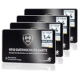 MakakaOnTheRun 4X RFID Blocker Karte (3fach geprüft: DEKRA + EMV + HF-Labor) 360° Schutzkarte für Geldbörse - NFC Blocker Karte - Schutzkarte gegen Datenklau - RFID Blocker Card