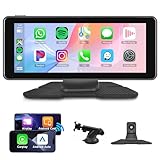 Wireless Carplay und Android Auto Tragbares Autoradio, 6.86 Zoll IPS Touchscreen Autoradio mit Airplay/Android Mirror Link/Bluetooth/FM Sender/Commande Vocale/AUX/USB/TF Portable Autoradio 7-32V