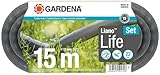 Gardena Liano Life Textilschlauch 1/2 Zoll, 15m Set: Hochflexibler Gartenschlauch aus Textilgewebe, mit PVC-Innenschlauch, kein Abknicken, leichtgewichtig, wetterbeständig (18445-20)