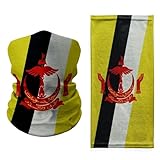 Halstuch, Motiv: Brunei-Flagge, gelb, schwarz und weiß gestreift, mit Emblem der Nation, atmungsaktiv, dehnbar, Kopfbedeckung für Nationalstolz und den täglichen Gebrauch im Freien