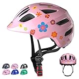 GLAF Fahrradhelm mit verstellbarer Belüftung, Blumenmuster, für Kinder ab 1 Jahr, Größe XS
